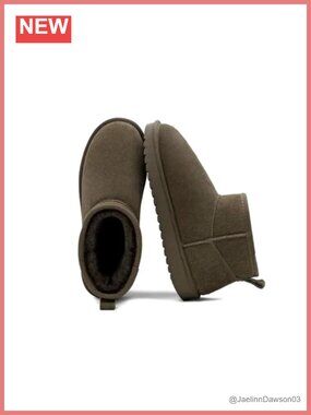 Women's Suede Winter Snow Boots Cozy Faux Fur Lined Ankle Booties